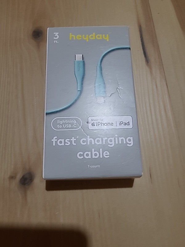 Heyday 3′ Lightening To USB-C Fast Charging Cable Turquoise Made For iPhone iPad