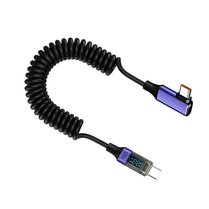 USB C 100W Power Delivery Charging Cord Wire with Digital Display Stretchable gallery