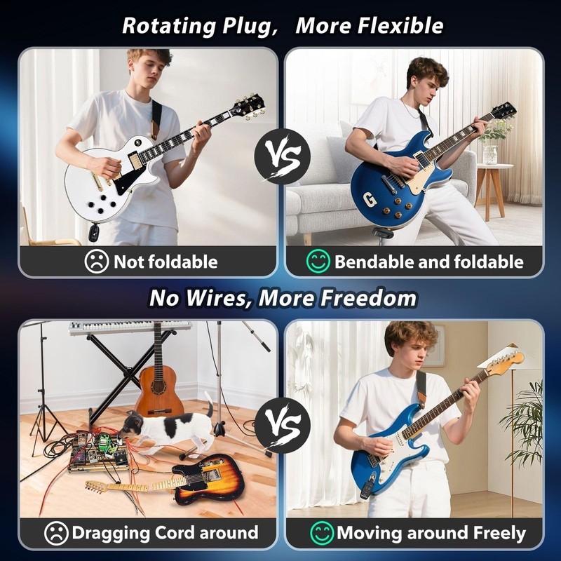 Wireless Guitar System 2.4GHz 2 Modes, Thumb-Size, 250° Rotatable, Wireless gallery