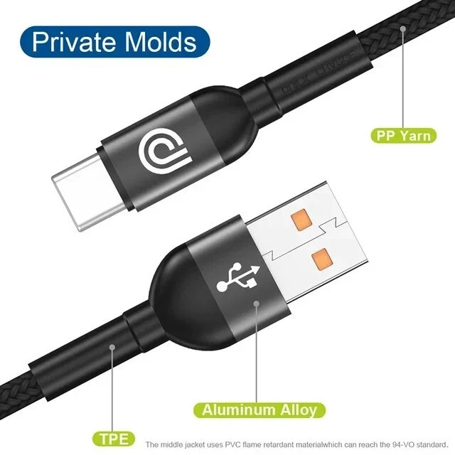 USB C Charging Cable 6 Amp - Android, Samsung, IPhone, Smartphone, Tablet gallery