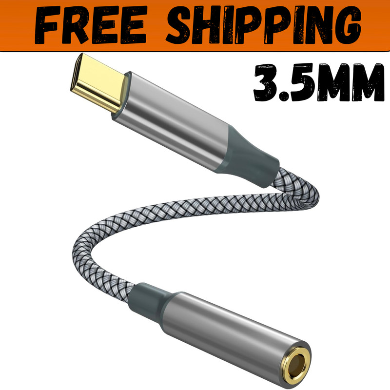 USB C to Aux Audio Dongle Cable Cord, Type C to 3.5Mm Female Headphone Jack Adap