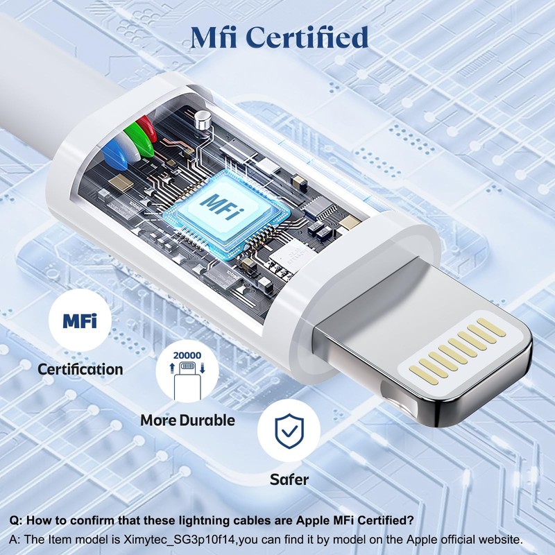 USB to Lightning Cable 3Pack 6FT [MFi Certified] iPhone Fast Charger Cable US... gallery