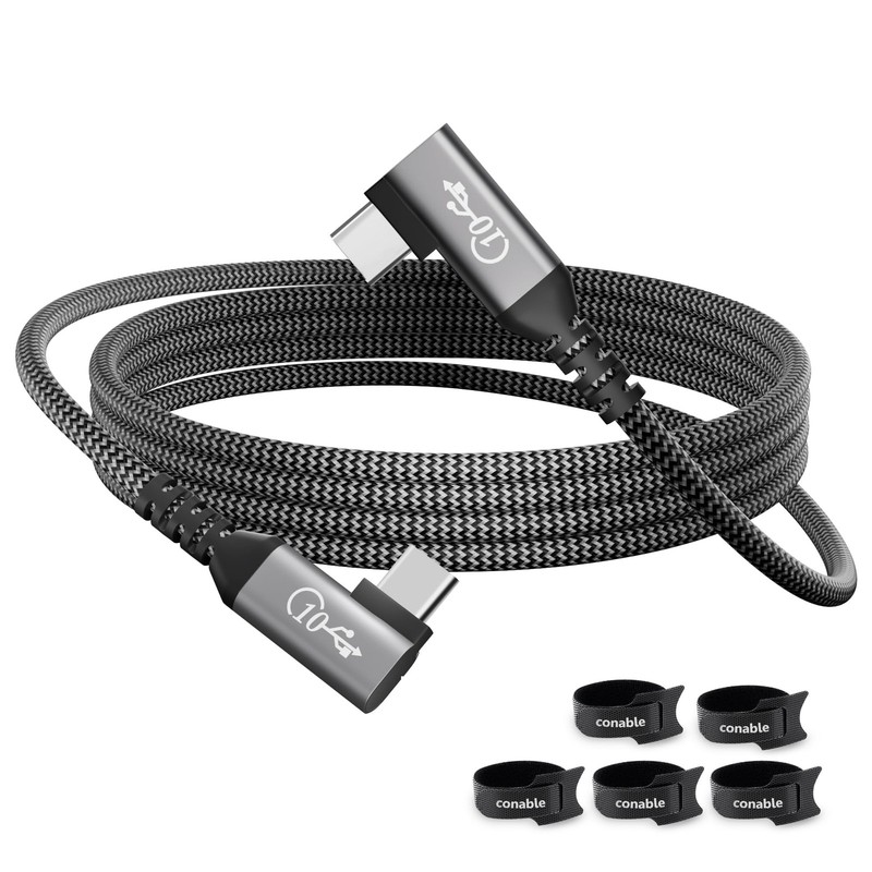 USB C to USB C Cable 1 FT USB 3.1 Gen 2 4K@60Hz 100W PD 10Gbps Right Angle