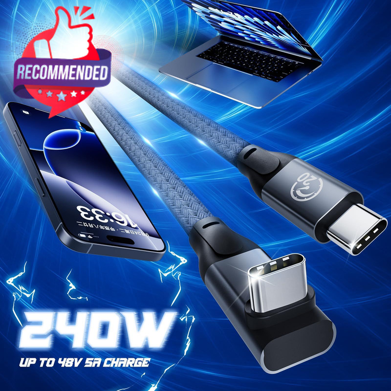 Usb C 90 Degree Cable 1ft 2pack, 90° Short Usbc To Usbc 3.2 Gen 2x2 20gbps Data gallery