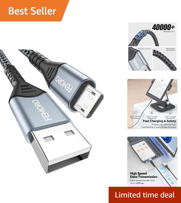 Aluminum 6ft Micro USB Charging Cable – 480Mbps Transfer, Wide Compatibility