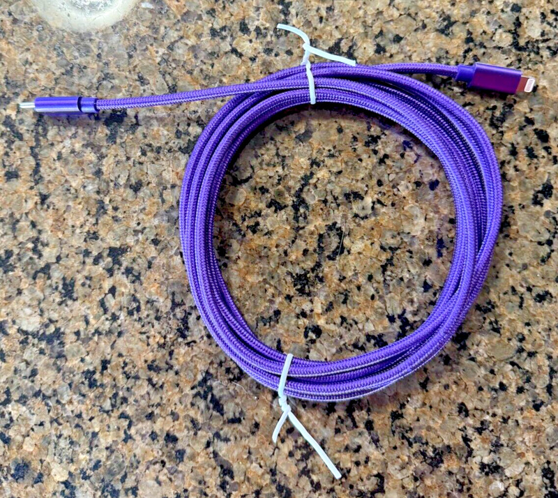 USB-C to 8 Pin iPhone Fast Charging/Data Transfer Cable Cord 10′ Purple