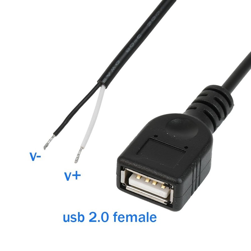 5Pcs 1Ft 30CM 22AWG USB 2.0 Female 2Pin Pigtail Cable, 5V USB Type A 2Core Ba... gallery