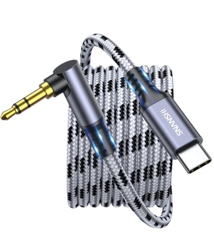 Aux to USB C Cable 3.3Ft - Type C Aux Cord for Iphone 16/15,Right Angle USB C to