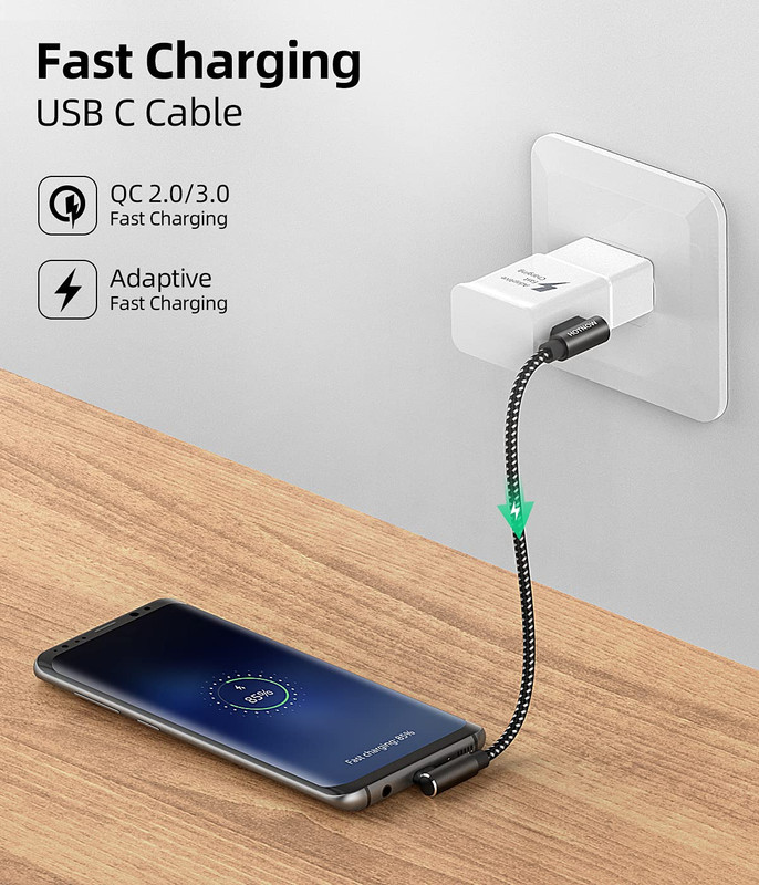 Short USB a to USB C Cable Right Angle 1Ft, [3Pack 1Ft] Portable 90 Degree USB-C gallery