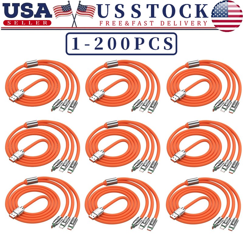 3 in 1 Fast Charging Cable Cell Phone Charger Cord For iPhone Type C Micro LOT