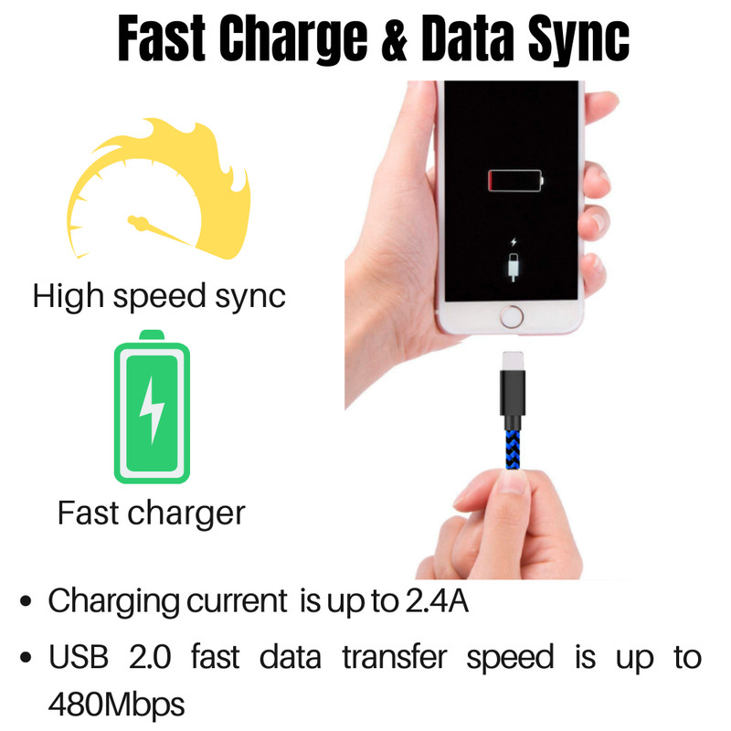 10Ft Charger Cable USB Charging Cord Heavy Duty For iPhone 13 12 11 XR 8 7 iPad gallery
