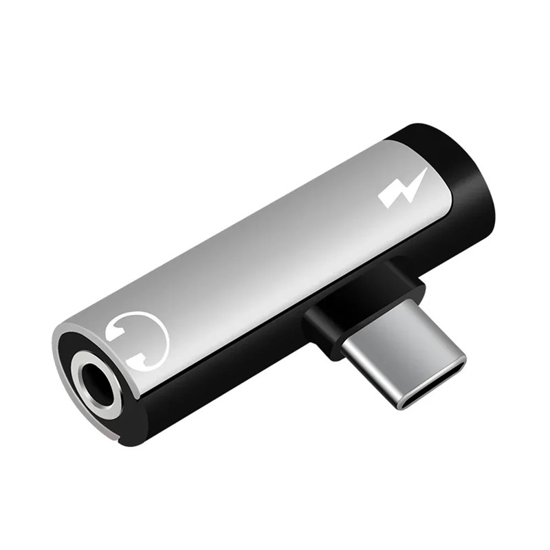 Only for Xiaomi Huawei Type C Dual-Port Audio Adapter to 3.5Mm Jack Headphone 2-