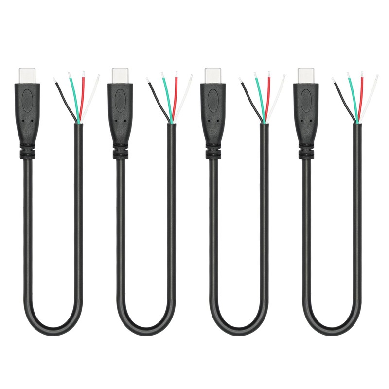 USB C to 4 Pin Bare Wire 4Pcs 11inch 22AWG 5V/3A Open End DIY Cable