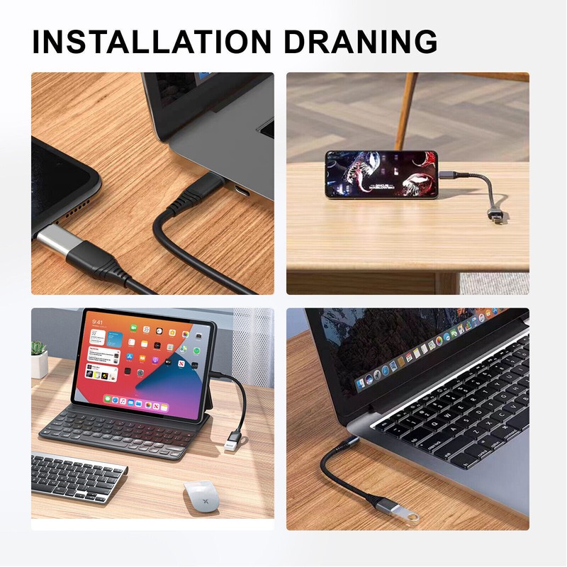 USB-C to USB-A OTG Adapter Converter Cable Cord For Samsung S10 Note10 S8 S9 S22 gallery