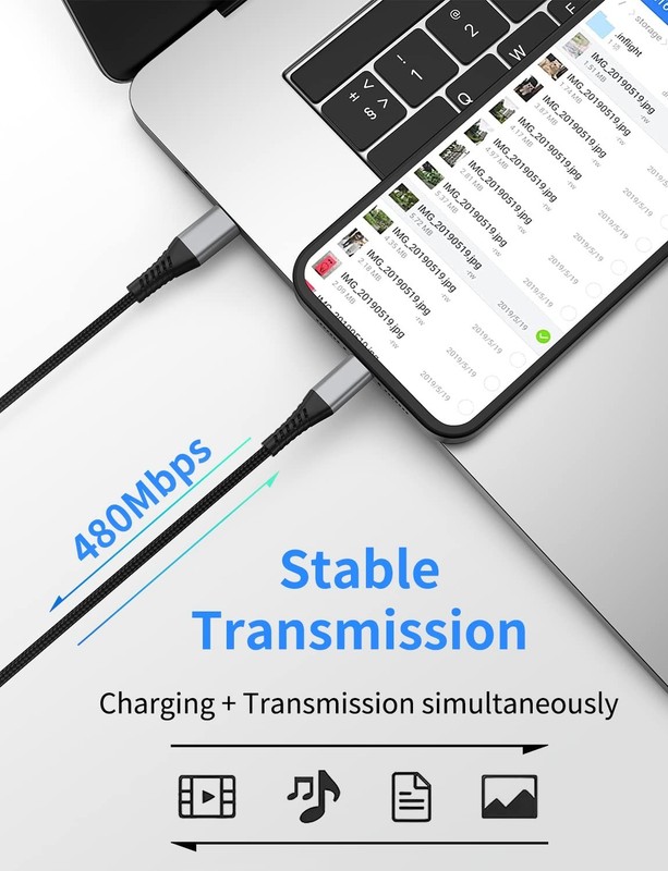 3 Pack Short USB C Cable 1FT USB A to C Fast Charging Braided for iPhone gallery