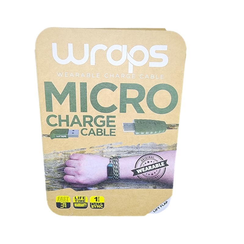 Wraps Braided Wristband 1 Meter Micro USB Data Sync & Charge Cable (WCMJV17) NEW