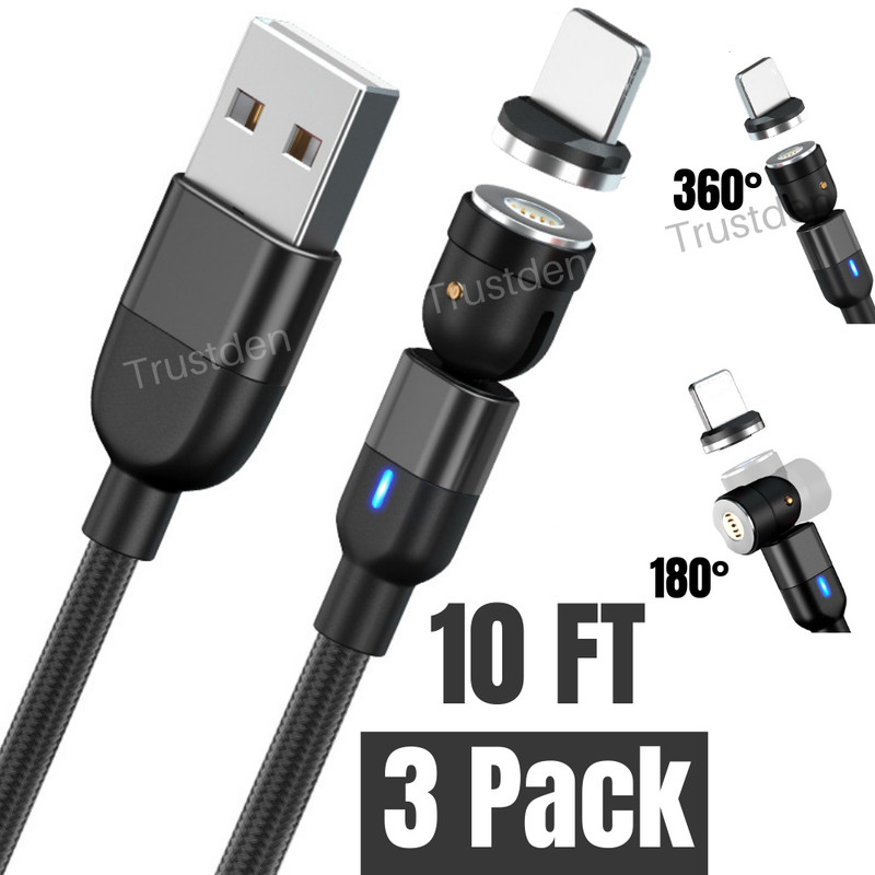 Magnetic USB Fast Charger Cable Charging Adapter Cord For iPhone 13 12 11 XR 8 X