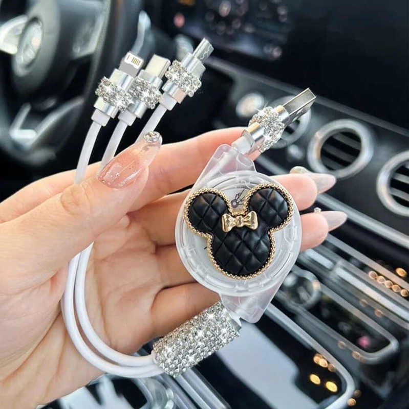 3 in 1 Mickey Mouse Fast USB Charging Cable Universal Cell Phone Charger Cord