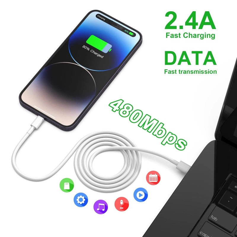 5-Lot 1M USB to iPhone Fast Charging Cable for iPhone 14 13 12 Pro Max White gallery