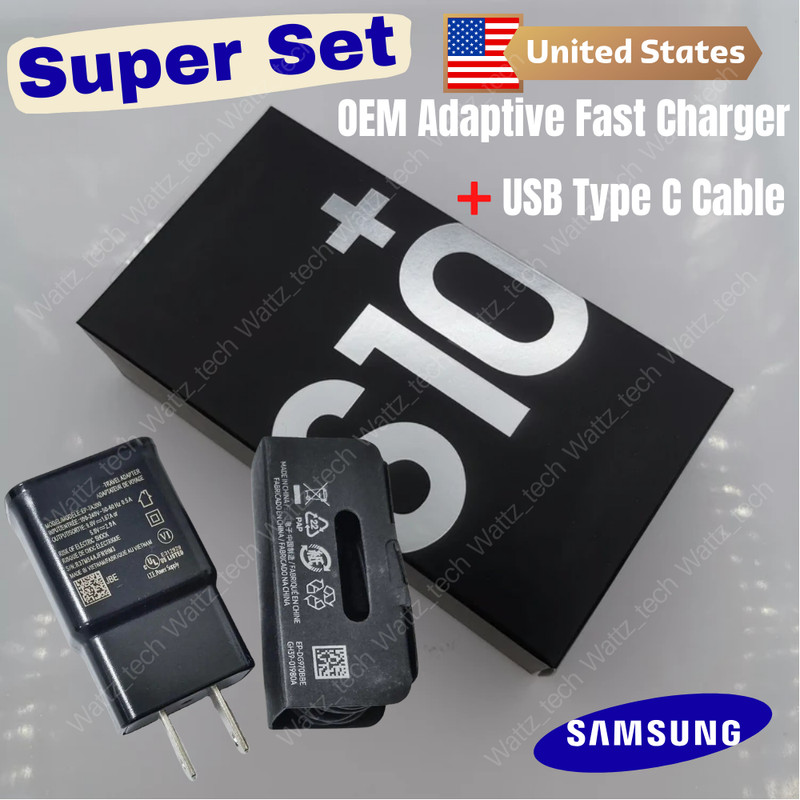 Adaptive Fast Wall Charger Adapter + USB Type C Cable For Samsung Galaxy S10 Lot