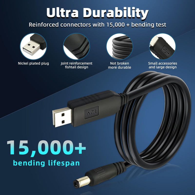 USB Power Supply Adapter Cable，5Pcs 5V to 12V USB 2.0 a Male to DC 5.5X2.1Mm Vol gallery