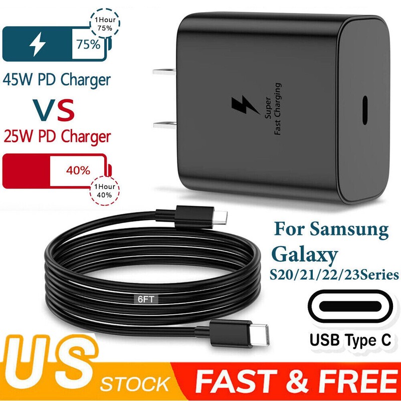 45W Type USB C ⚡Super Fast Wall Charger+6ft Cable Fit Samsung Galaxy S22 S23 S21