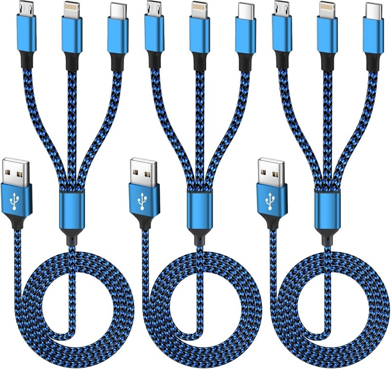 IDISON Multi Charging Cable(3Pack 4FT), 3 in 1 Charging Cable for Multiple Devic