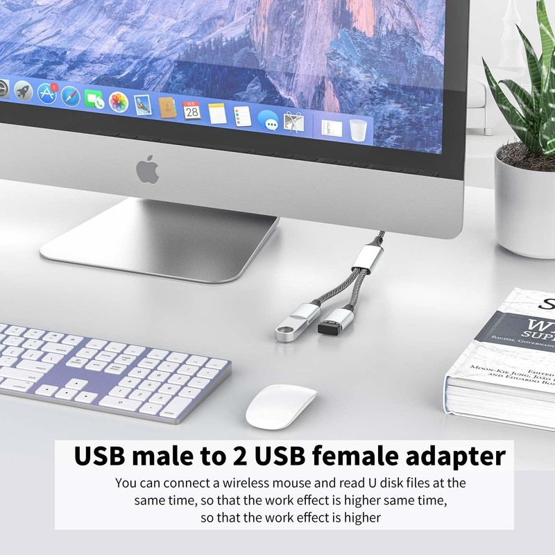 2 Pack Short Micro USB To USB A Splitter Male Dual Micro Charging Cable Cord gallery
