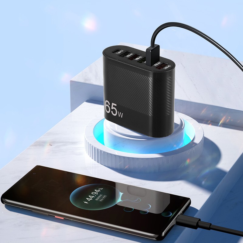 65W 6-Port Fast Wall Charger PD QC3.0 USB Adapter with 6ft Cable for Samsung USA gallery
