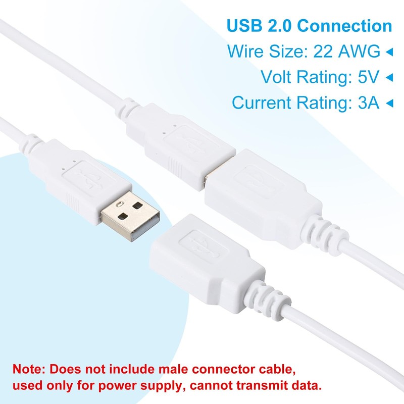 6.56Ft USB 2.0 Female to 2 Pin Bare Wire Pigtail Cable, 3pcs 22AWG Power Cord... gallery