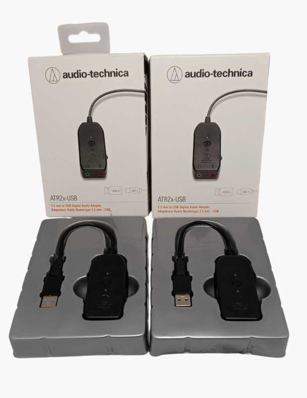 LOT of 2 – Audio-Technica ATR2x-USB 3.5mm to USB 2.0 Type-C Audio Adapter