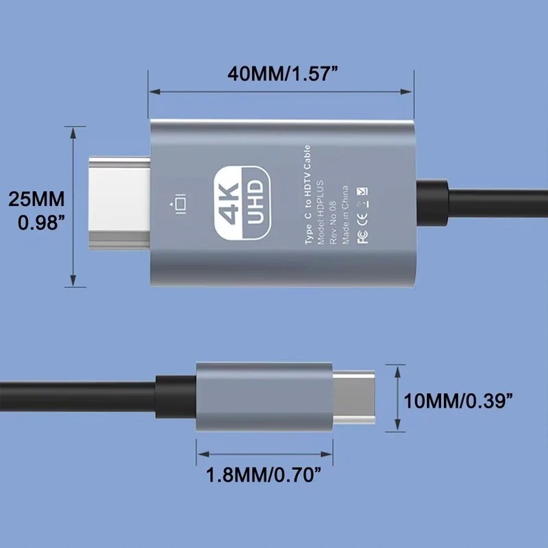 Type C To HDMI-Compatible Adapter Cable Type C To HD 30Hz 4k USB C Cable Extend gallery