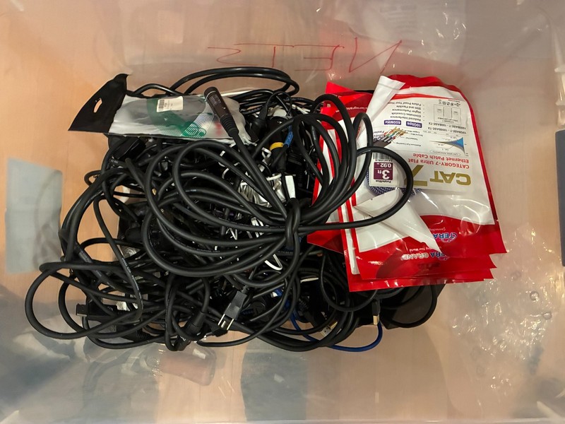 Assorted Cables (HDMI, Display Port, XLR, USBV, 3-Prong Power, Cable Managament)