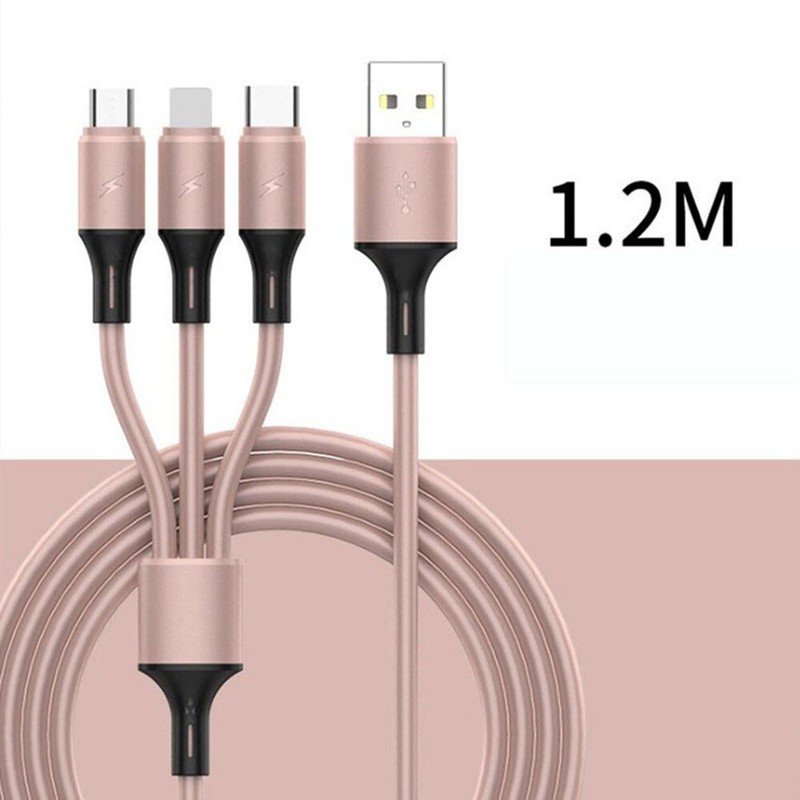 3 in 1 Charging USB Cable Charger Phone Type-C Micro iOS Multi Head ALL Phon ~ gallery