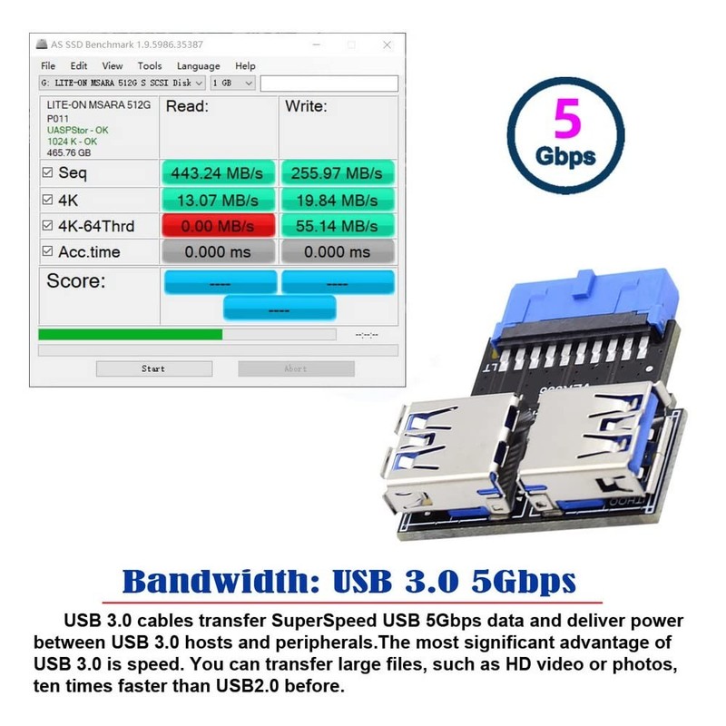 Right Angled USB 3.0 20/19 Pin Female to Motherboard Header Adapter 5Gbps PCBA gallery