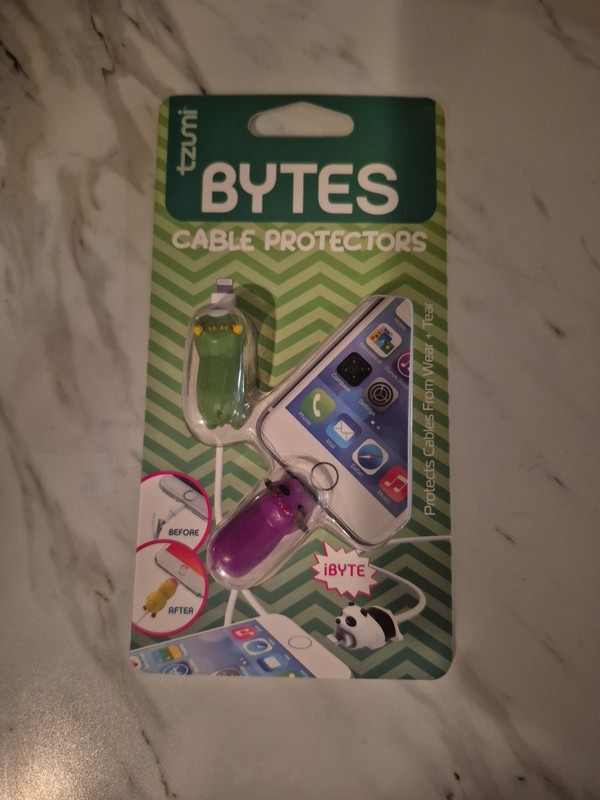 Tzumi Bytes Cell Phone Cable Protectors Green/ Purple Monster New