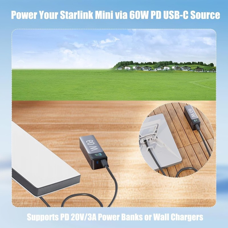 Starlink Mini USB-C to DC Cable - Compact 3.28FT Length with Weatherproof Design gallery