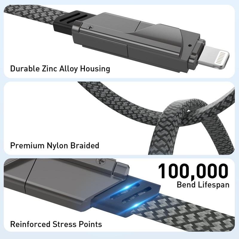 4 in 1 USB C Cable, 60W Fast Charging, 4ft Multi Charging Cable Combo for iPh... gallery