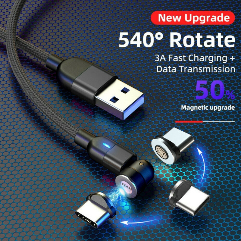 3 PACK Magnetic Phone Charger Type C Cable 540°Rotate For Samsung Galaxy S22 S21 gallery