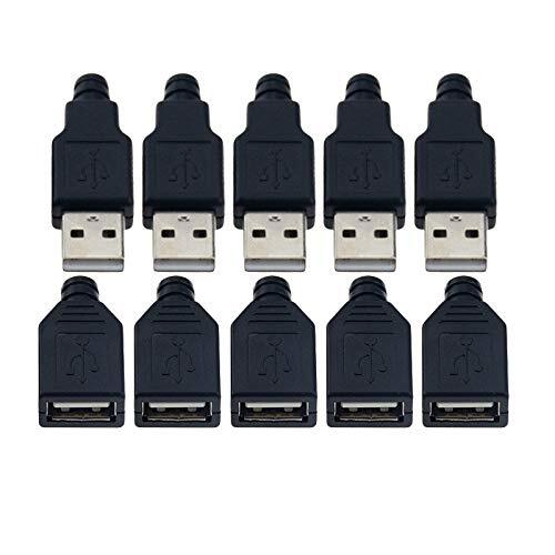 10 Pack USB Plug Replacement 4 Pin Type A Socket Connector for Fan LED Strip