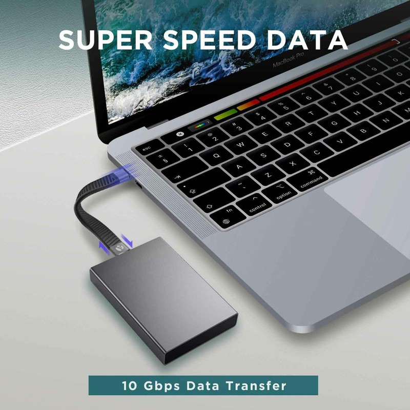 Afterplug Short USB-C to USB C Cable [0.5 ft 6 inch], 100W 5A 10Gbps gallery