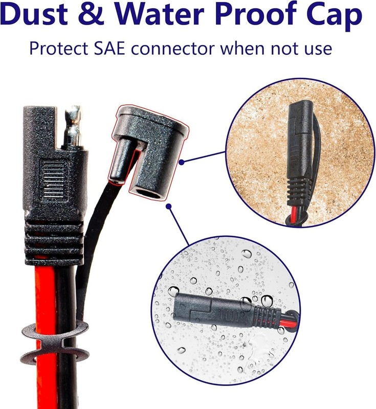 2PCS 10AWG 6FT Charger Cable, SAE to O Ring Terminal gallery