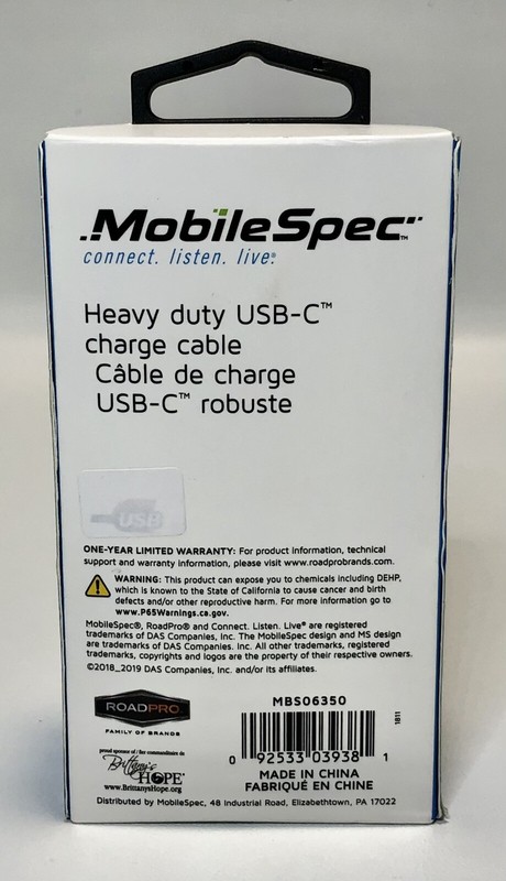 MobileSpec MBS06350 6 ft. 33W Heavy Duty USB-C Charge Cable NEW gallery