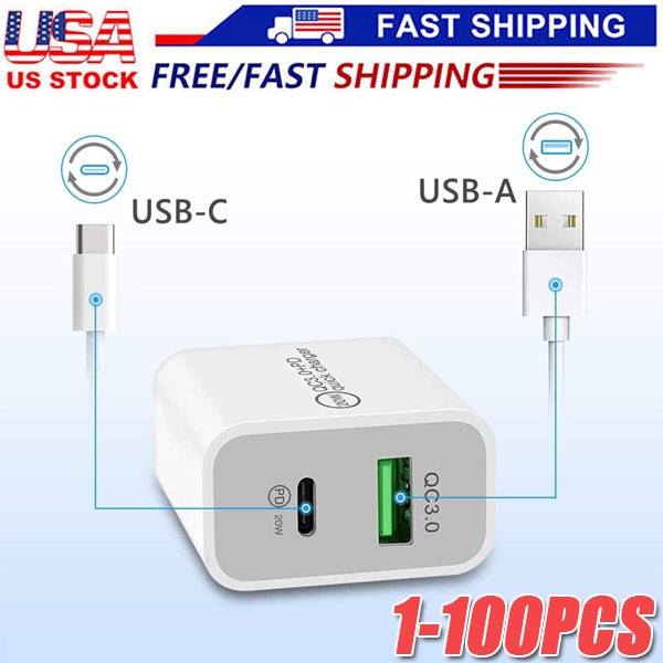 For iPhone 14 13 12 11  20W Fast Charger Block USB Type C Wall Power Adapter Lot