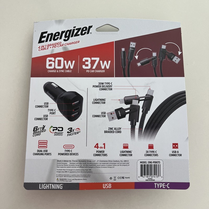 Energizer Universal Braided Cable 4-in-1 Power Conectors gallery