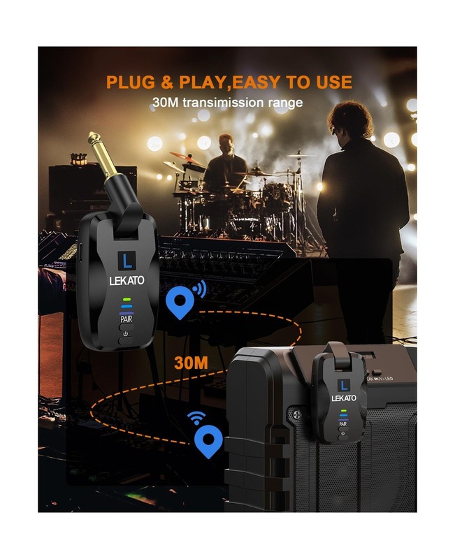 LEKATO 2.4Ghz Wireless Guitar System Exclusive Mute Plug for Electric Guitar ... gallery