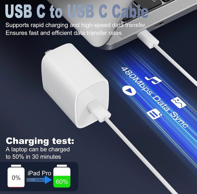 20W Fast Charger For iPhone 16 15 14 13 12 11 Pro Max USB-C Adapter PD Cable Lot gallery