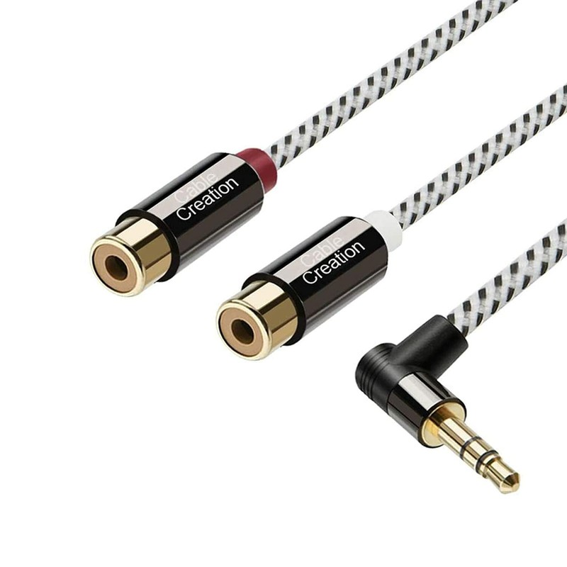 Câble 3,5 mm vers 2 RCA femelle, câble audio stéréo plaqué or, compatible iPhone