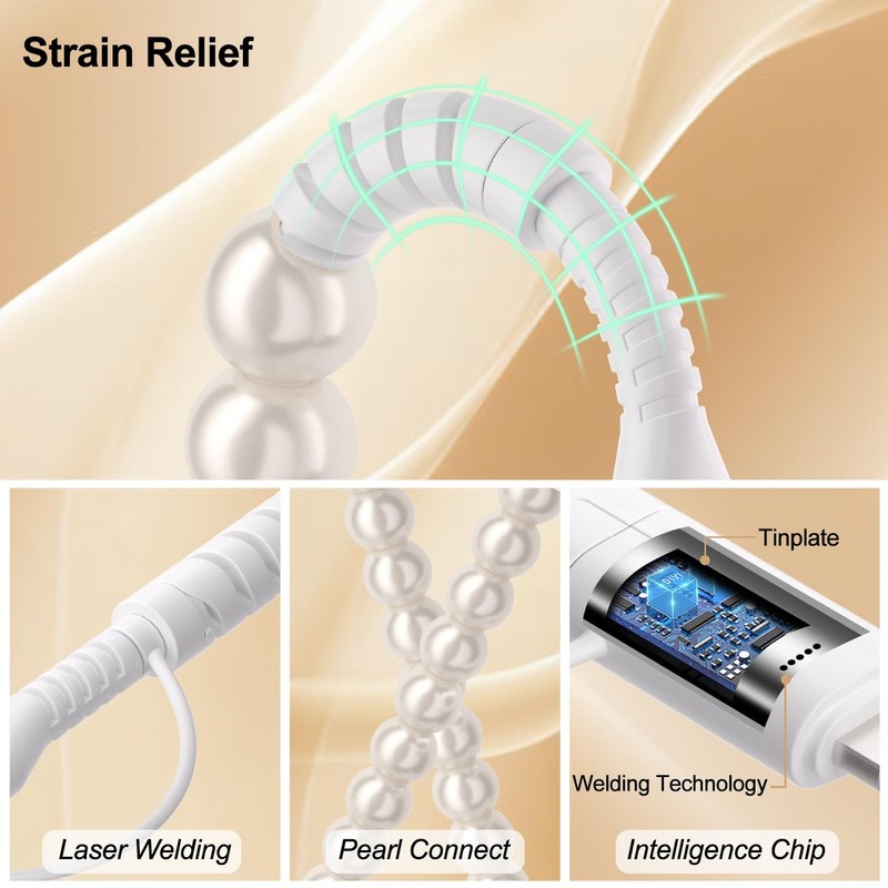 4 in 1 USB Cable 3FT Beaded Multi Charging Cable [MFi Certified] Pearl iPhone... gallery