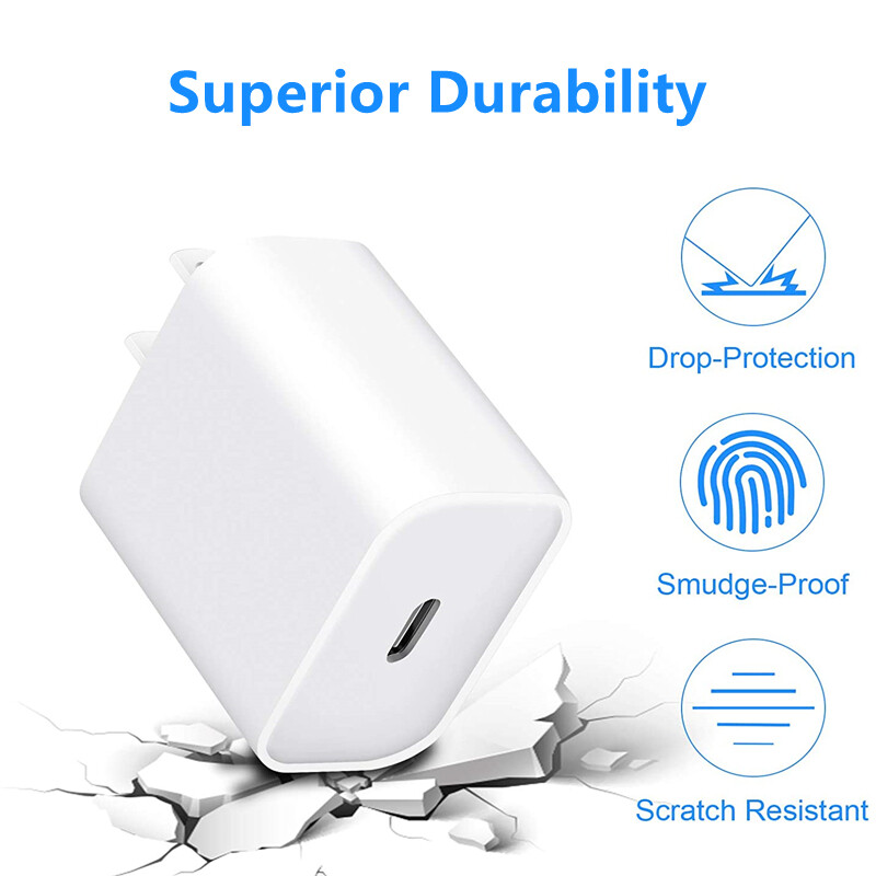 For Android iPhone 15 iPad Pro 20W PD Fast Wall Charger Dual USB C Type C Cable gallery